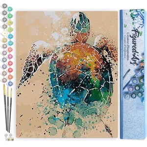 FIGURED'ART FiguredArt Peinture par Numéro Adulte Tortue Design - Kit ... pas cher