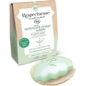 Respectueuse Mon Nettoyant Visage Solide Purifiant Bio 35g + Porte-Savon Végétal Offert pas cher