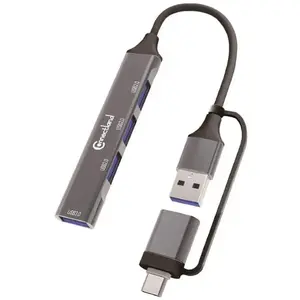 Hub USB - CONNECTLAND - 4 Ports - USB 3.0 - Aluminium - Gris pas cher