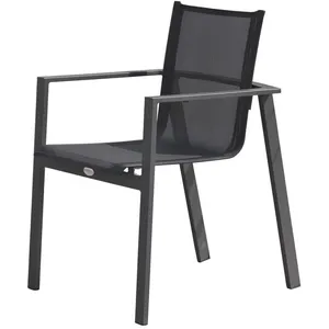 DCB GARDEN Fauteuil de jardin empilable MIAMI en textilène noir et aluminium - GRIS ANTHRACITE pas cher