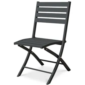 CITY GARDEN Chaise de jardin pliante en aluminium gris anthracite pas cher