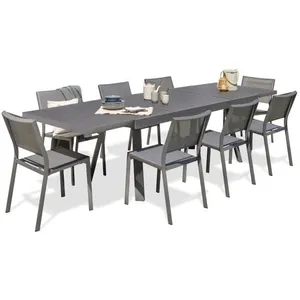 DCB GARDEN Ensemble repas de jardin 8 places en alu anthracite pas cher