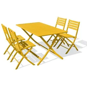 Ensemble repas de jardin - CITY GARDEN - MARIUS - Aluminium - Jaune Moutarde - Pliable pas cher