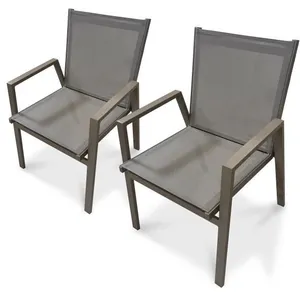 Fauteuil de jardin empilable en aluminium quartz - DCB GARDEN - FLORIDE - Marron - Extérieur - Contemporain pas cher