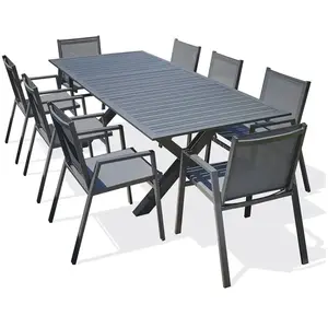 DCB GARDEN Ensemble repas de jardin 8 places en aluminium gris anthracite pas cher