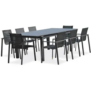 DCB GARDEN Ensemble repas de jardin 8 places en aluminium anthracite pas cher