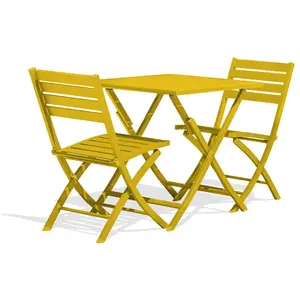 CITY GARDEN Ensemble repas de jardin 2 places en aluminium moutarde pas cher