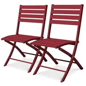 Lot de 2 chaises de jardin en aluminium - Rouge carmin - MARIUS pas cher