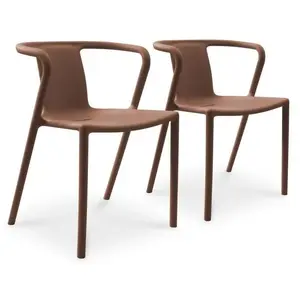 CITY GARDEN Lot de 2 fauteuils de jardin empilables en polypropylène terracotta pas cher