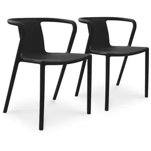 Dcb Garden Lot De 2 Fauteuils De Jardin Empilables En Polypropylène Noir pas cher