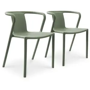 GREEN CITY Lot de 2 fauteuils de jardin empilables en polypropylène vert olive pas cher