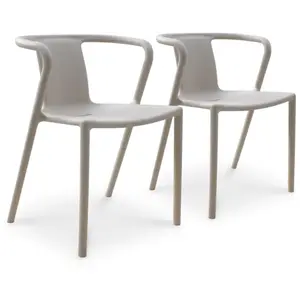 CITY GARDEN Lot de 2 fauteuils de jardin empilables en polypropylène sable pas cher