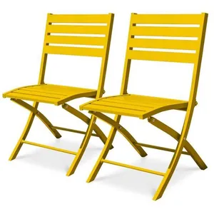 CITY GARDEN Lot de 2 chaises de jardin en aluminium moutarde pas cher