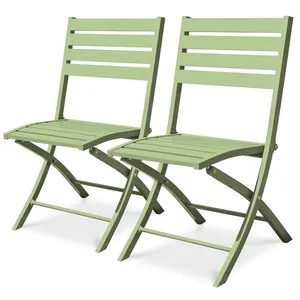 Lot de 2 chaises de jardin en aluminium - Vert lagune - MARIUS pas cher