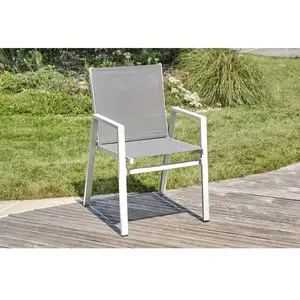 Fauteuil de jardin empilable en aluminium blanc - DCB GARDEN - FLORIDE - Contemporain - Extérieur - 1 personne pas cher