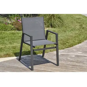 Fauteuil de jardin empilable en aluminium gris anthracite - DCB GARDEN - FLORIDE - Confortable et pratique pas cher