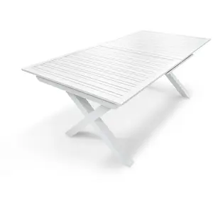 DCB GARDEN Table de jardin en aluminium blancVendu parcdiscount