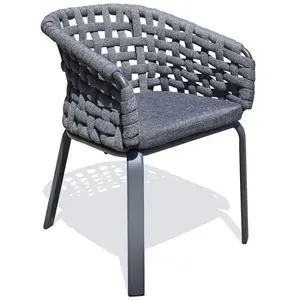 Fauteuil de jardin CAMARGUE en corde tissée et aluminium gris anthracite DCB Garden pas cher