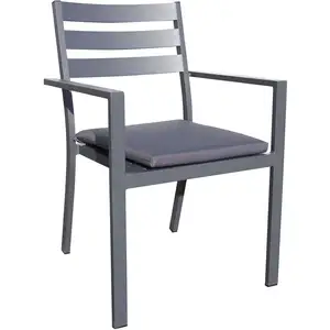 Fauteuil de jardin empilable en aluminium - DCB GARDEN - PELOSA - Gris anthracite - Design - Coussin déhoussable pas cher