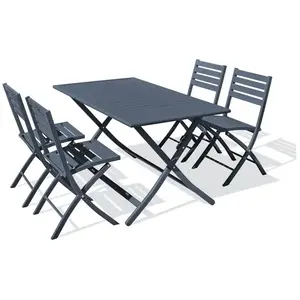 CITY GARDEN Table de jardin MARIUS-TB140-GRISANT pliante et 4 chaises MARIUS-CP-GRISANT pliantes pas cher