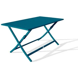 CITY GARDEN Table de jardin pliante MARIUS (140x80 cm) en aluminium - BLEU CANARD pas cher