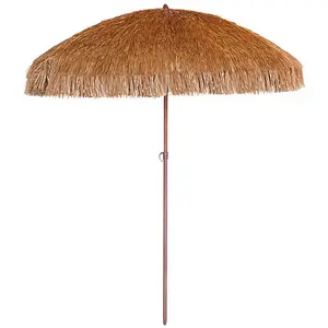 Parasol HAWAI acier finition bois à franges pas cher