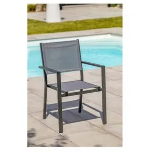 Fauteuil de jardin empilable en aluminium et textilène - DCB GARDEN - TOLEDE - Gris anthracite - Design pas cher