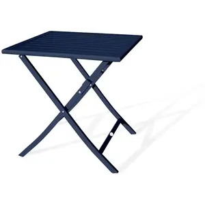 CITY GARDEN Guéridon de jardin pliant MARIUS (70x70 cm) en aluminium - BLEU NUIT pas cher