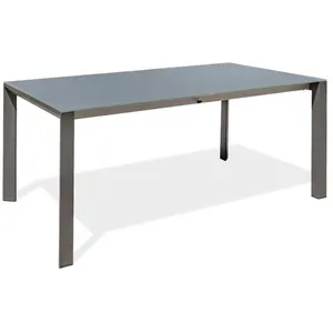 Table de jardin aluminium HONFLEUR gris anthracite plateau verre rallo... pas cher