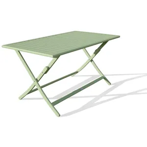 CITY GARDEN Table de jardin pliante MARIUS (140x80 cm) en aluminium - VERT LAGUNE pas cher