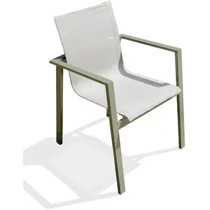 Fauteuil de jardin empilable - DCB GARDEN - MIAMI - Textilène gris et aluminium - Kaki pas cher