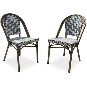Lot composé de 2 fauteuils de jardin BISTRO-FT-TEX-BLEU empilables pas cher