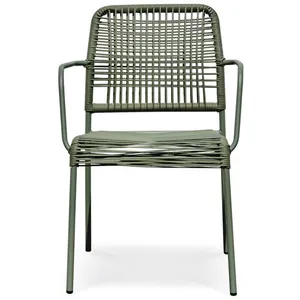 Fauteuil de jardin empilable MARCEAU en corde et acier - OLIVE pas cher