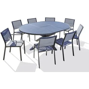 DCB GARDEN Ensemble repas PELOSA 8 places en aluminium anthracite avec rallonge papillon pas cher