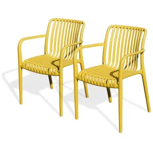 Lot composé de 2 fauteuils de jardin TIAGO-FT-MOUTARDE empilables pas cher