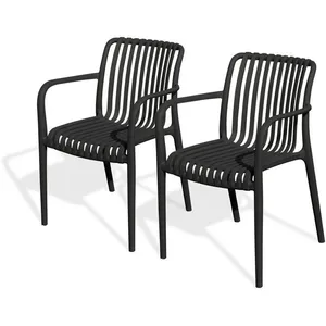 Lot composé de 2 fauteuils de jardin TIAGO-FT-NOIR empilablesVendu parcdiscount