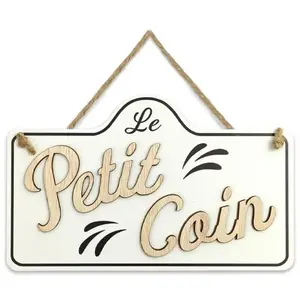 Retro Plaque à suspendre - Petit Coin - MDF - Blanc - Rectangulaire - 19x12 cm pas cher