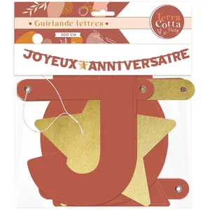 JOUR DE FETE Guirlande de lettres - Joyeux Anniversaire - Collection Terracotta pas cher