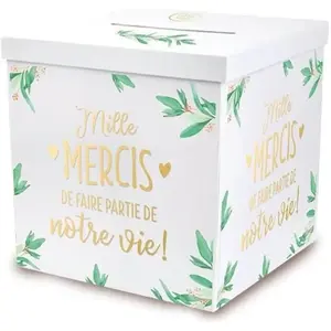 JOUR DE FETE Accessoire de Mariage / Urne Mille Mercis Pliable / Dimensions : 21 x 21 x 19 cm pas cher