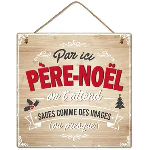 Plaque à suspendre par ici père Noël pas cher