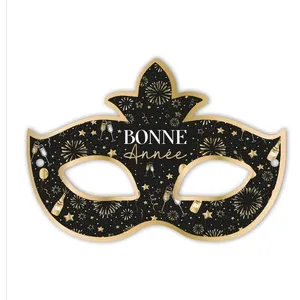 6 MASQUES VÉNITIENS CARTON BONNE ANNÉE ADULTE Noir pas cher