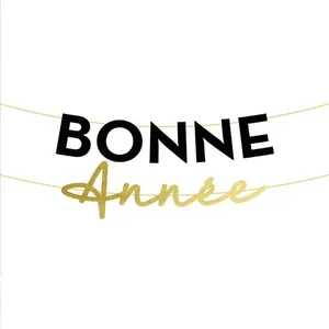 GUIRLANDE LETTRES CARTON BONNE ANNÉE 2M NOIR OR pas cher