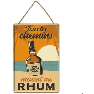 Plaque Métal Tous les Chemins 20x30cm pas cher