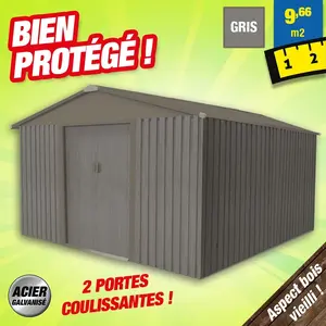 Abri de jardin - CHALET & JARDIN - Métal imitation bois vieilli - 10x1... pas cher