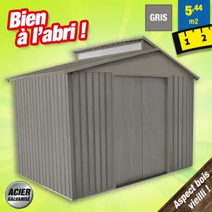 CHALET & JARDIN Abri en métal imitation bois vieilli - 9,3x6,3m pas cher