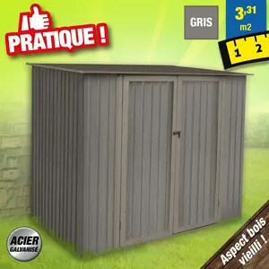 CHALET & JARDIN Abri en métal imitation bois vieilli - 7x5m pas cher