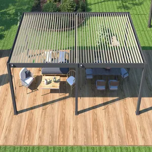 Pergola bioclimatique autoportante - OMBREA - VS - Gris - Aluminium - 4x8M pas cher