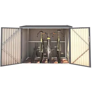 Coffre de jardin en métal - Pour 4 vélos - Gris pas cher