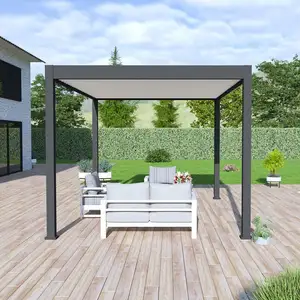 OMBREA Pergola bioclimatique Ombréa vs autoportante 3x4M - Anthracite - lames blanches pas cher