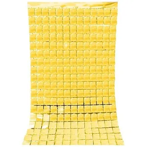 CDA RIDEAU DE FÊTE CARRÉS SCINTILLANTS 2X1M OR pas cher